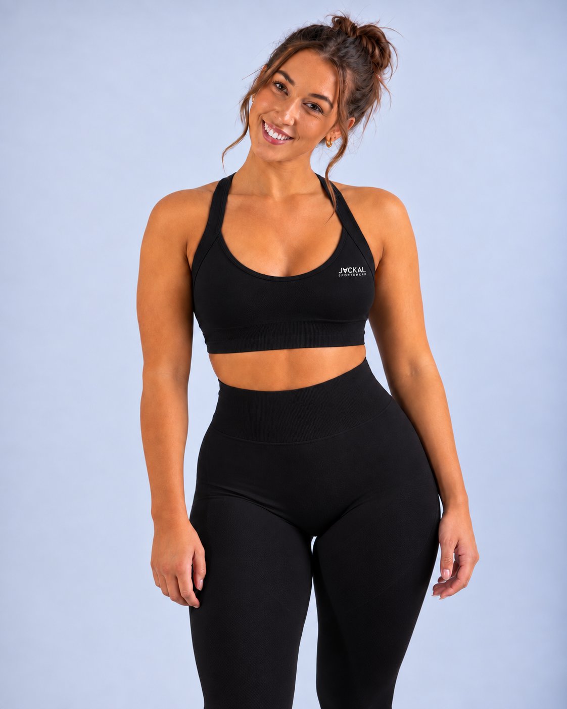 Liberty Black Sports Bra front close-up