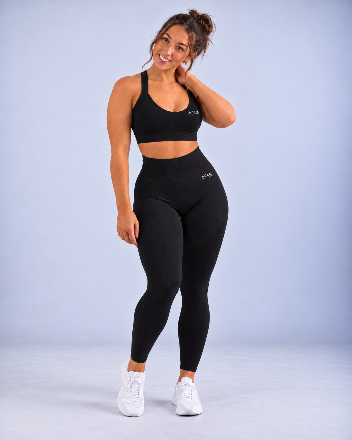 Liberty Black Sports Bra front studio view